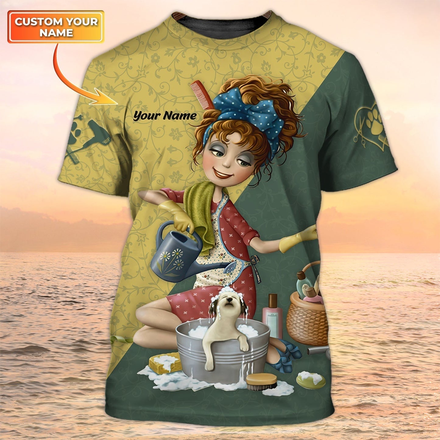 Personalized Dog Groomer 3D T Shirt Pet Groomer Uniform Salon Pet Groomer 3D Shirts TO1874