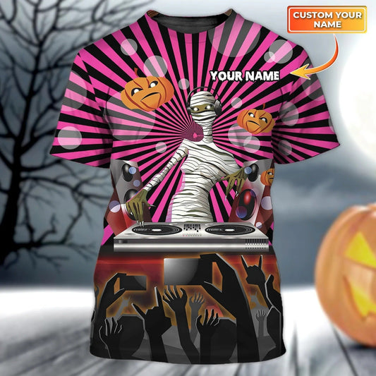 Custom Halloween DJ Party Shirt, Skeleton Halloween Disc Jockey Tshirt, Funny Halloween Gift TO2385