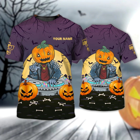 Custom Skull DJ Shirt, Skull DJ Party 3D All Over Print Tshirt Men Women, Funny Halloween DJ Gift TO2384