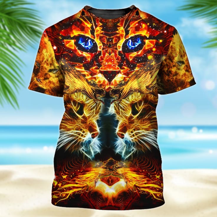 Cat Neon Yellow 3D Tshirt, All Over Print Cat On Shirt TO0988