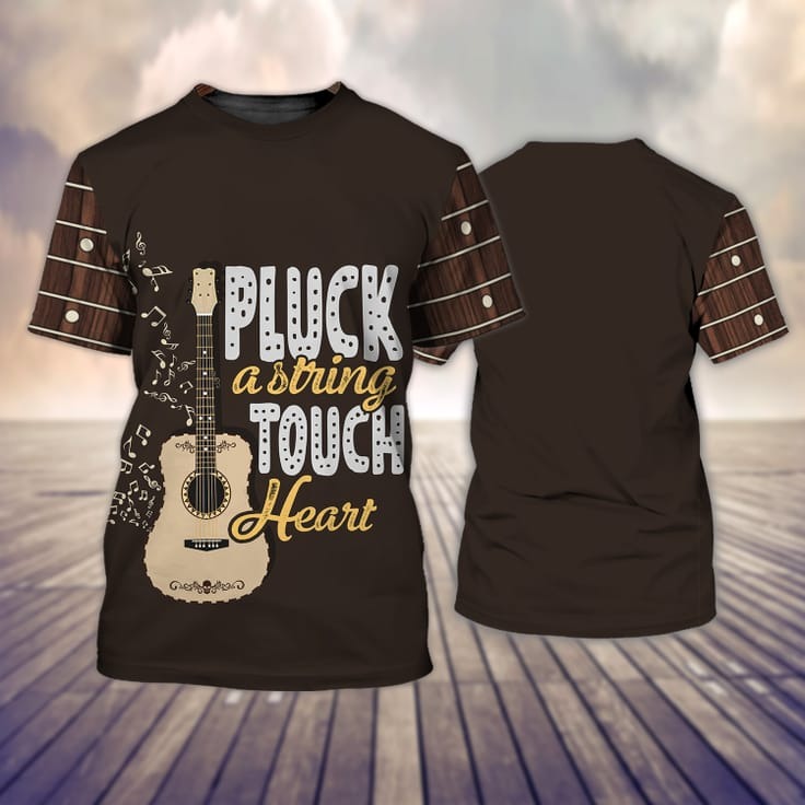 Guitar Shirt, Pluck Astring Touch Heart 3D Tshirt TO0820