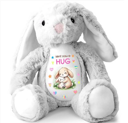 Grandma Sending You A Hug Personalized Stuffed Bunny, Personalized Grandma Hug Stuffed Bunny For Kid TD0014