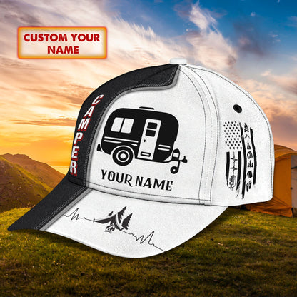 3D Classic Cap Camping Personalized Name Cap 32 Lasfour CA2076