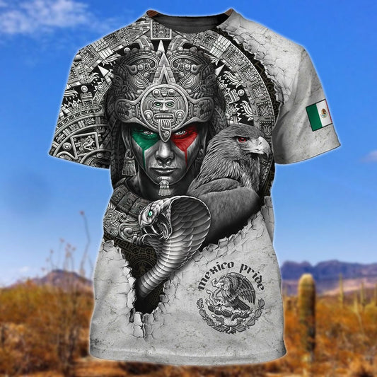 3D All Over Printed Mexico Aztec T Shirt, Aztec Shirt Mens, Aztec Shirt, Mexican Pride Shirts TO0791