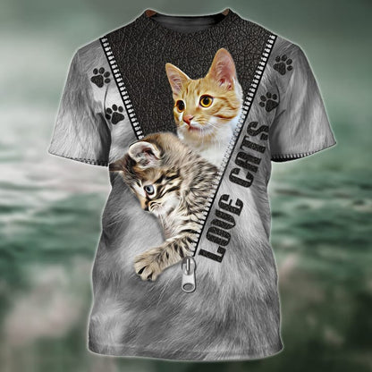 3D All Over Print Love Cat Shirt, Unisex Cat Tshirt, Faith Hope Love Cat Shirt TO0688