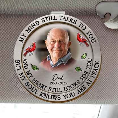 My Mind Still Talks To You Personalized Memorial Car Visor Clip, Custom Photo Memorial Car Visor Clip TD0002