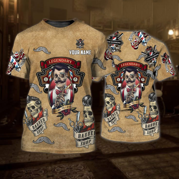 Personalized 3D Skull Barber Tshirt, Skull Barber Shirt, Gift For Barber Shop, New Barber Gift TO0684