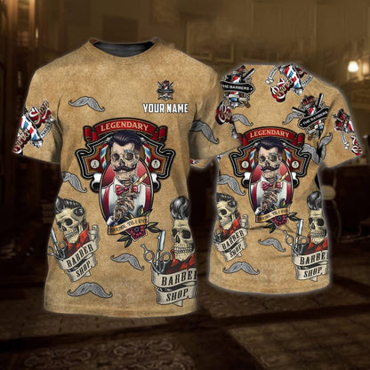 Personalized 3D Skull Barber Tshirt, Skull Barber Shirt, Gift For Barber Shop, New Barber Gift TO0684