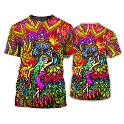 3D All Over Print Old Man Hippie Shirts, Hippie Man Shirt, Hippie Woman Shirts, Colorful Hippie Tshirt TO0695