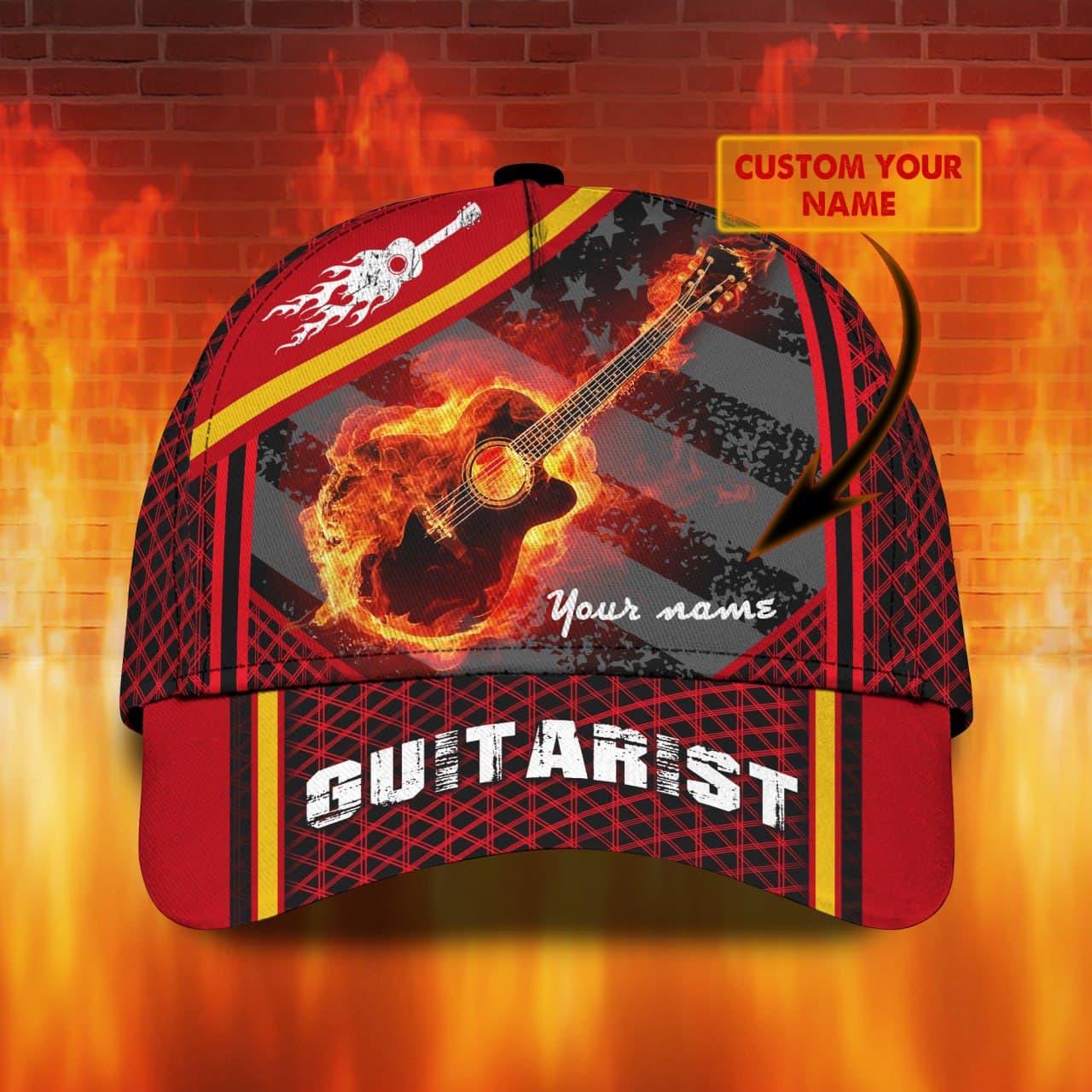3D Classic Cap Guitar Personalized Name Cap 04 Lasfour CA0801