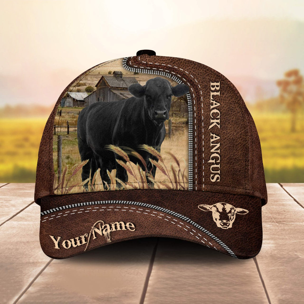Custom Name Custom Image Leather Pattern 3D Cap 3D All Over Print Baseball Cap, Cap For Farm Lovers, Animal Cap, Leather Pattern Cap CA3200