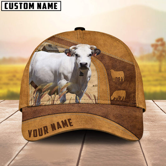 Custom Name Piedmontese 3D Cap 3D All Over Print Baseball Cap, Cap For Farm Lovers, Animal Cap, Leather Pattern Cap CA3019
