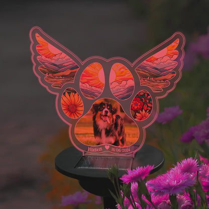 Custom Photo Pet Memorial Solar Light, Dog Loss Sympathy Gift, Personalized Cat Dog Photo Memorial Solar Power Garden, Pet Remembrance Gift SGL0003