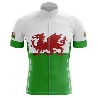 Wales Flag Men's Cycling Short Sleeve Jersey, Wales White Green Red Cycling Jerseys CG0819