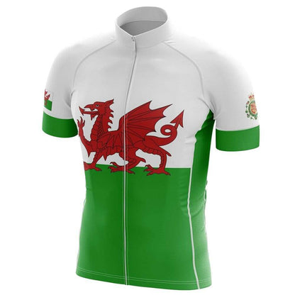 Wales Flag Men's Cycling Short Sleeve Jersey, Wales White Green Red Cycling Jerseys CG0819