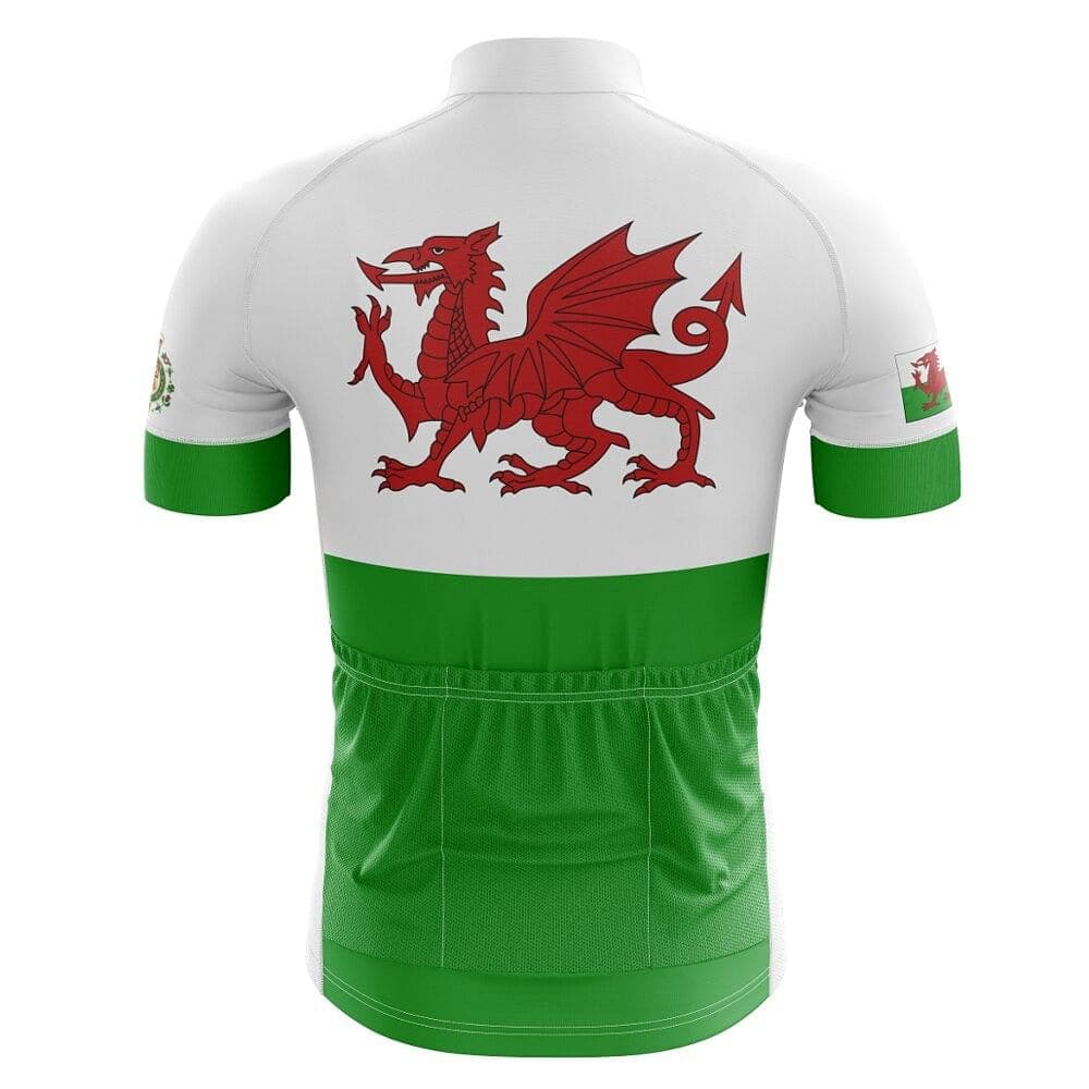 Wales Flag Men's Cycling Short Sleeve Jersey, Wales White Green Red Cycling Jerseys CG0819