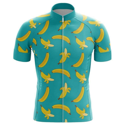 Men's Banana Cycling Short Sleeve Men Jersey, Yellow And Cyan Banana Cycling Jerseys CG0818