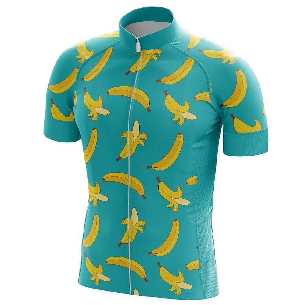Men's Banana Cycling Short Sleeve Men Jersey, Yellow And Cyan Banana Cycling Jerseys CG0818