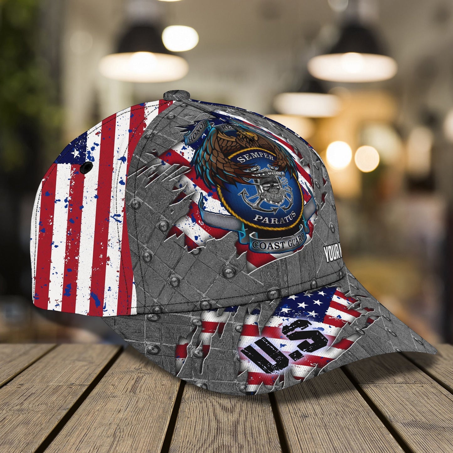 3D Classic Cap Coast Guard Personalized Name Cap Lasfour CA1486