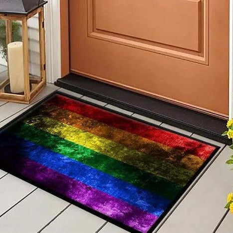 Lgbtq Door Mat, Rainbow Grunge Gay Pride Doormat, Lgbt Welcome Home Doormat LO1413