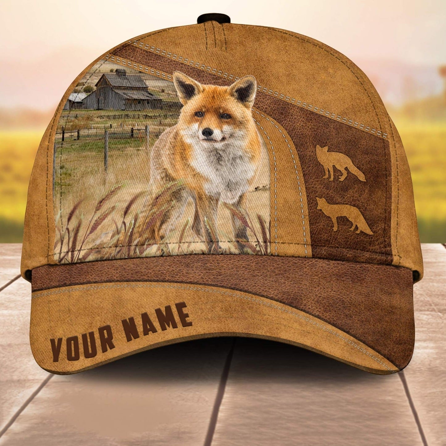 Custom Name Red Fox 3D Cap Cp 3D All Over Print Baseball Cap, Cap For Farm Lovers, Animal Cap, Leather Pattern Cap CA3076