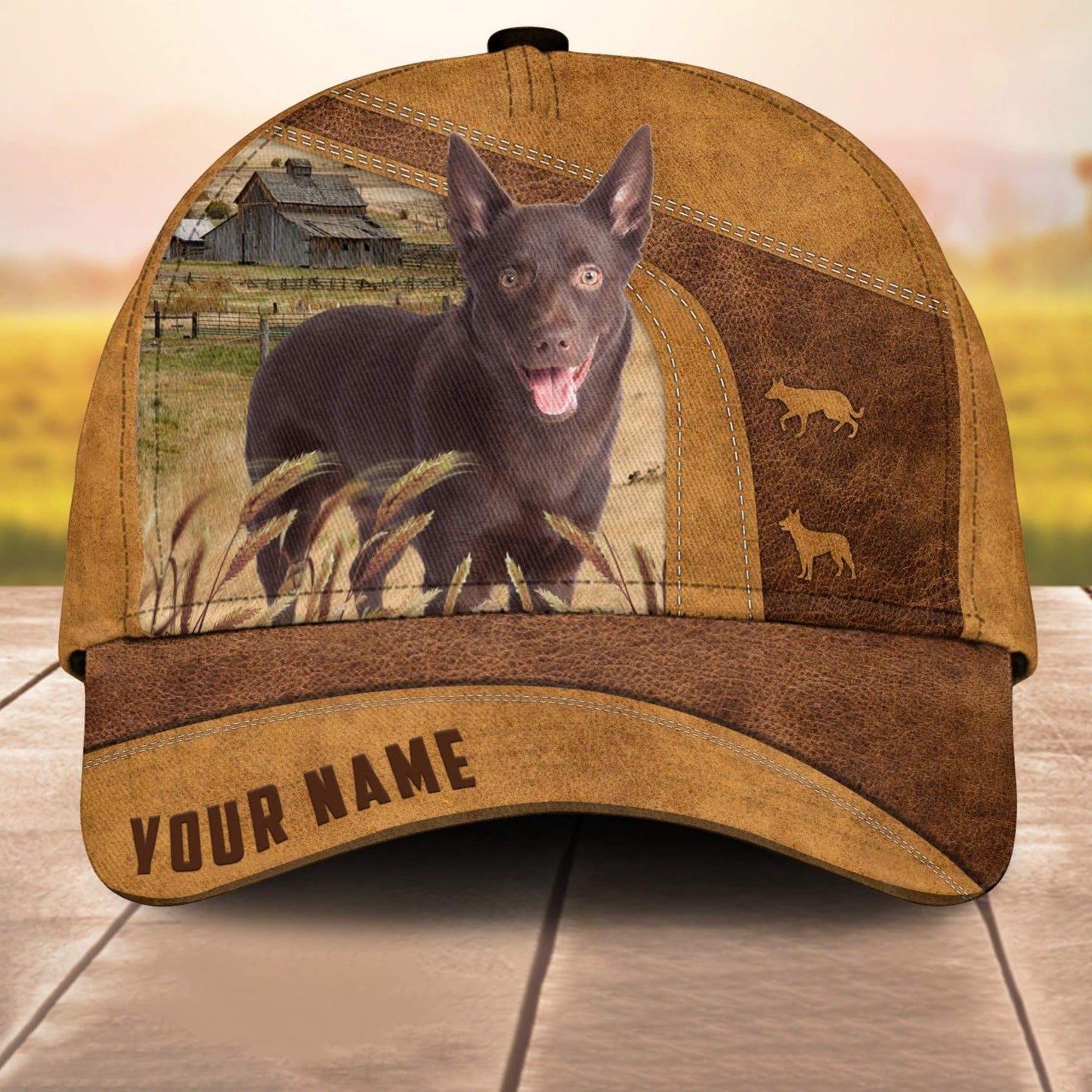 Custom Name Red Kelpie Cale 3D Cap 3D All Over Print Baseball Cap, Cap For Farm Lovers, Animal Cap, Leather Pattern Cap CA3048