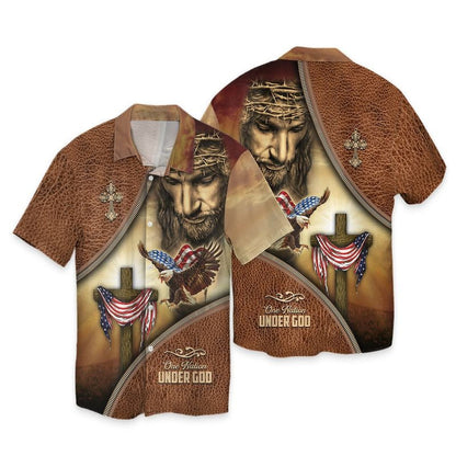 Jesus 3D T Shirt, Eagle American Patriotic Hawaiian Shirts, One Nation Under God Independence Day 3D Tshirt TO0219