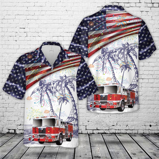 Fire Truck Firefighter, 4th Of July Hawaiian Shirt, Gift for Firefighter HO5565