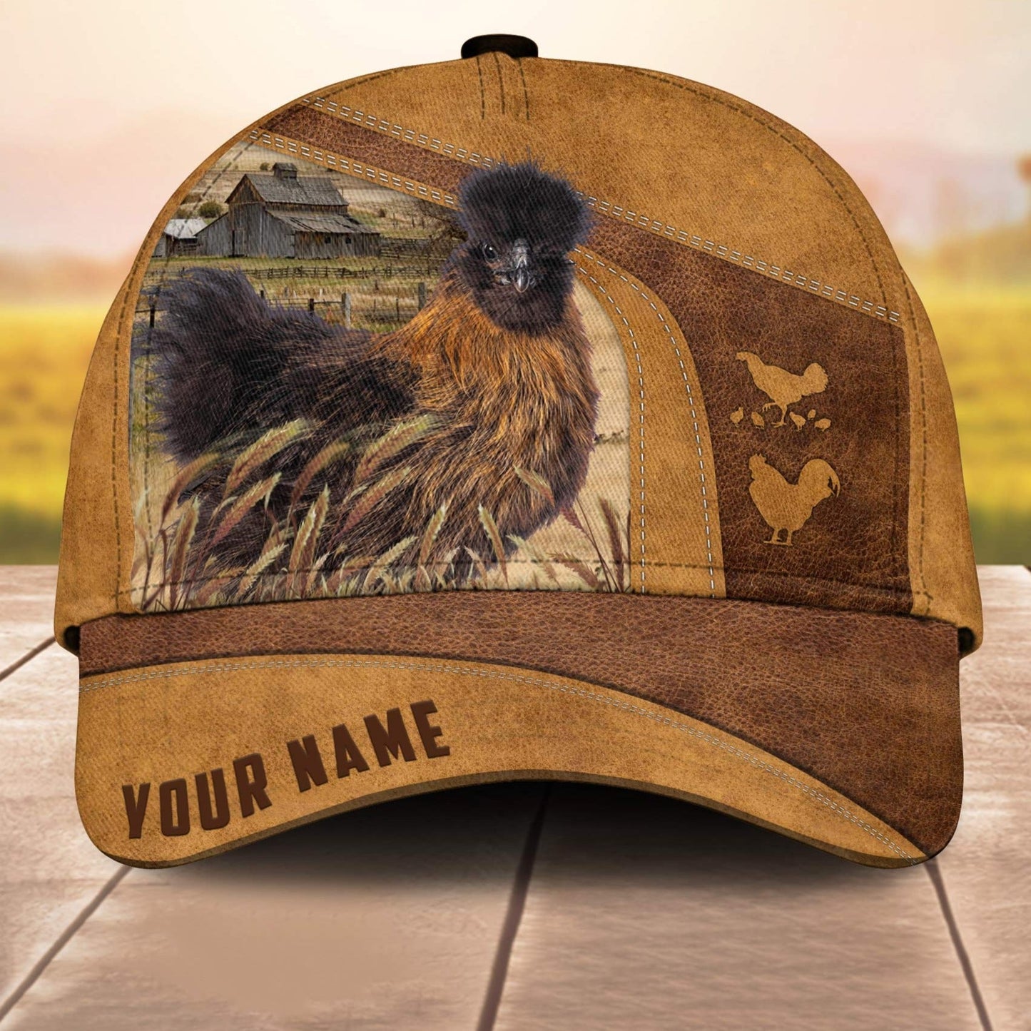Custom Name Silkies Chicken 3D Cap Cp 3D All Over Print Baseball Cap, Cap For Farm Lovers, Animal Cap, Leather Pattern Cap CA3074