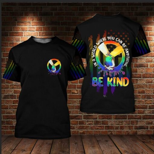 Bekind Pride 3D T Shirts For Lesbian, Gay Couple Gay Gifts On Pride Month, LGBT Gifts LO0934