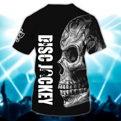 Custom Name 3D Full Print Skull Disc Jockey Tee Shirt For Him, To My Dj Boy Shirt, Skull Shirt For Musican TO0049