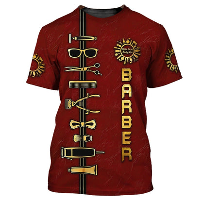 Custom Barber Tshirt, 3D Full Printing Barbers Shirts, Flows Through My Veins, Gift For Barber Dad TO0654