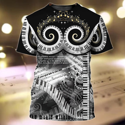 3D Full Printed Piano Shirts Men Women Pianist 3D Tshirt Gift To Piano Lovers TO1869