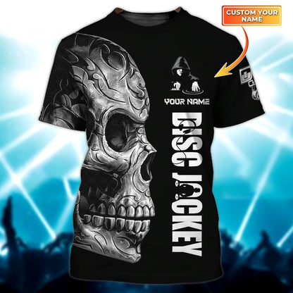 Custom Name 3D Full Print Skull Disc Jockey Tee Shirt For Him, To My Dj Boy Shirt, Skull Shirt For Musican TO0049