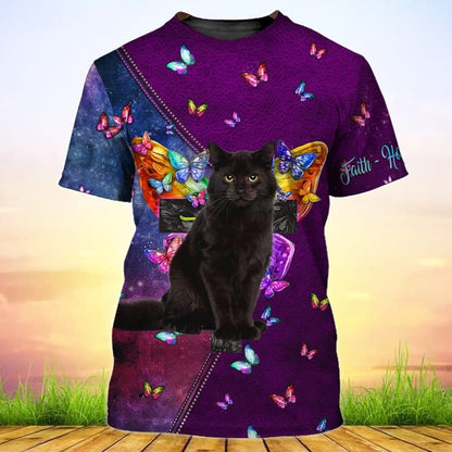 3D All Over Print Love Cat Shirt, Unisex Cat Tshirt, Faith Hope Love Cat Shirt TO0688