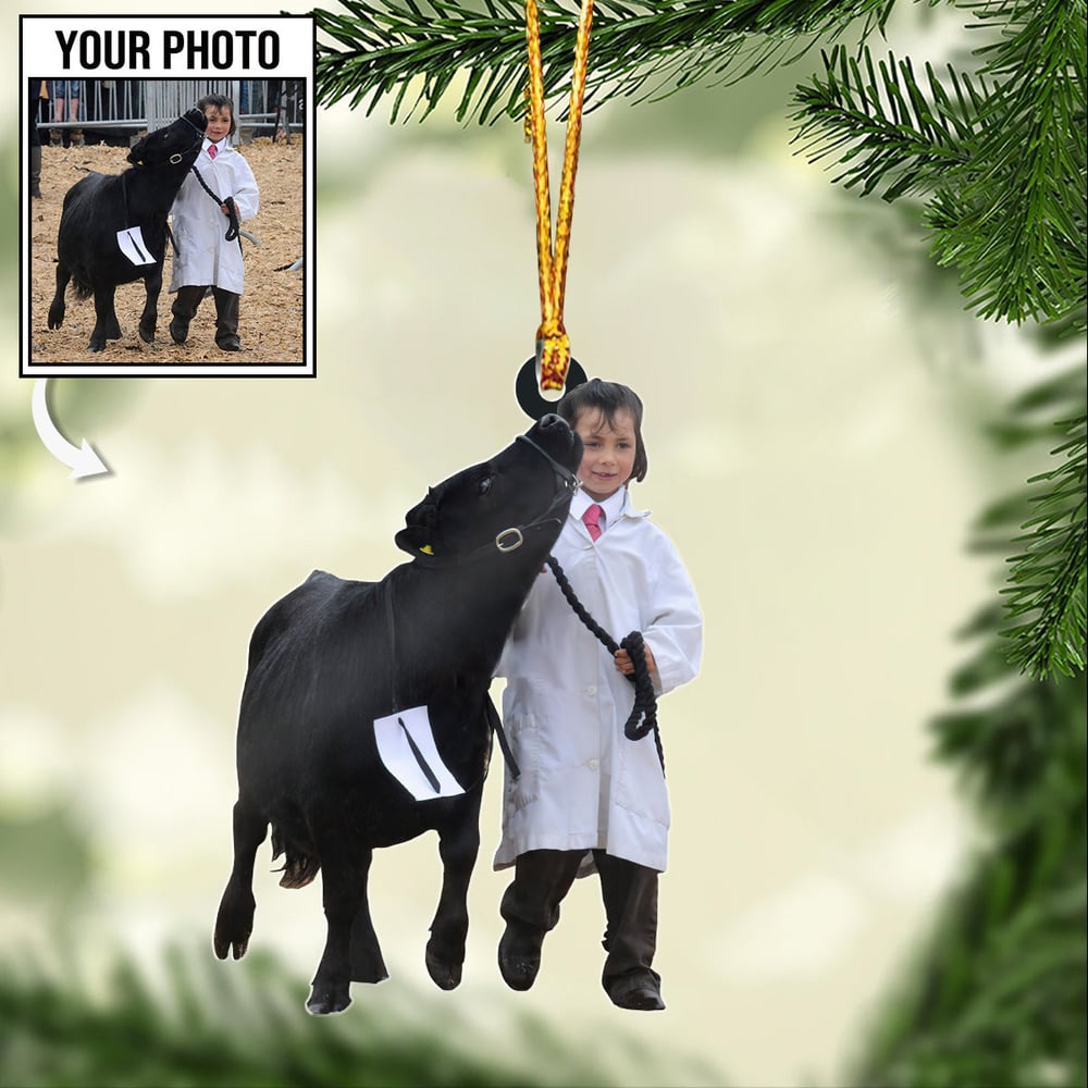 Cow Lovers Shape Custom Photo Ornament, Gift for Her Love Cow OO1679