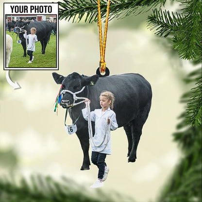 Cow Lovers Shape Custom Photo Ornament, Gift for Her Love Cow OO1679