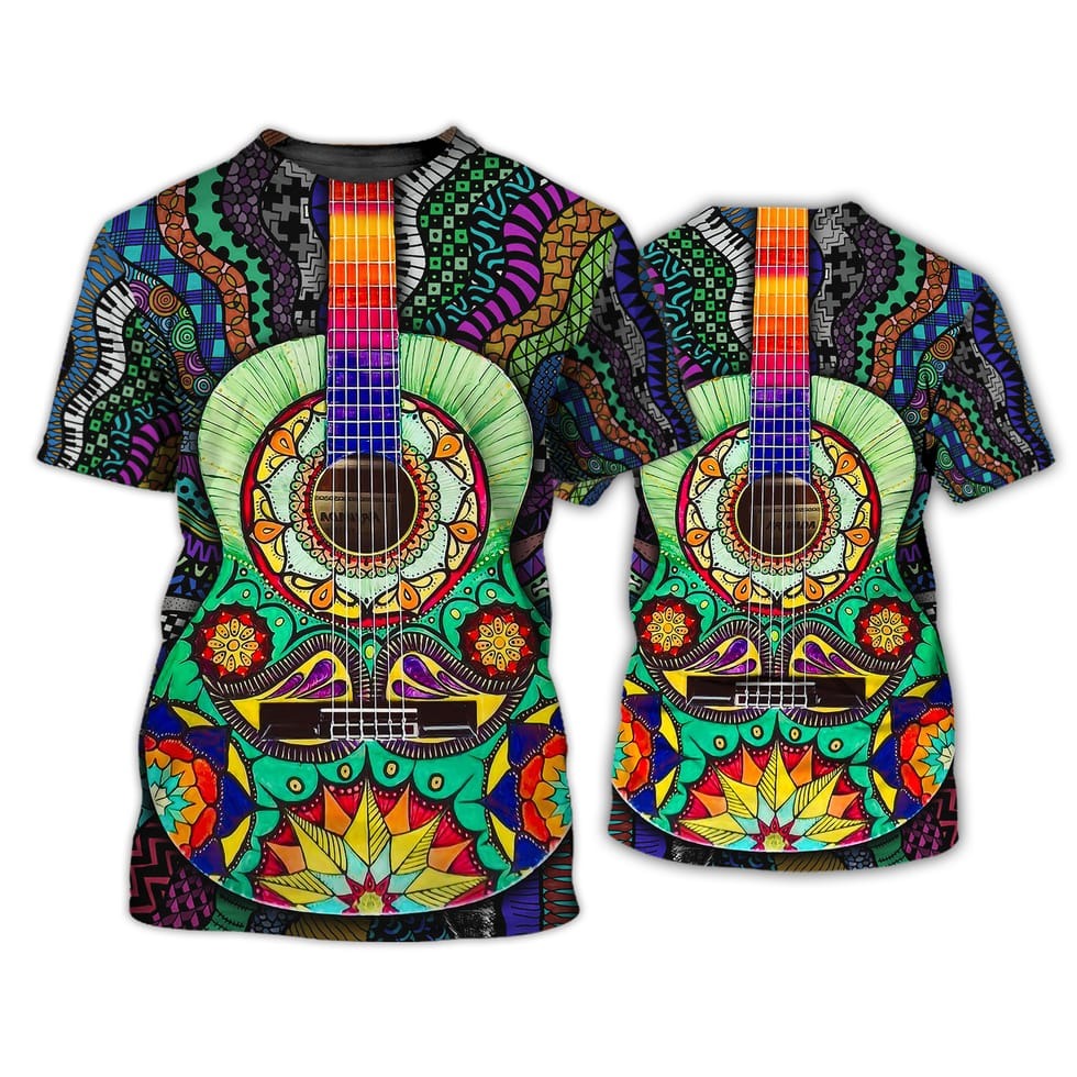 Amazing Hippie Painting 3D Tshirt, Hippie Shirts For Men And Women, Unisex Hippie Shirt, Hippie Classic Guitar Shirt TO0692