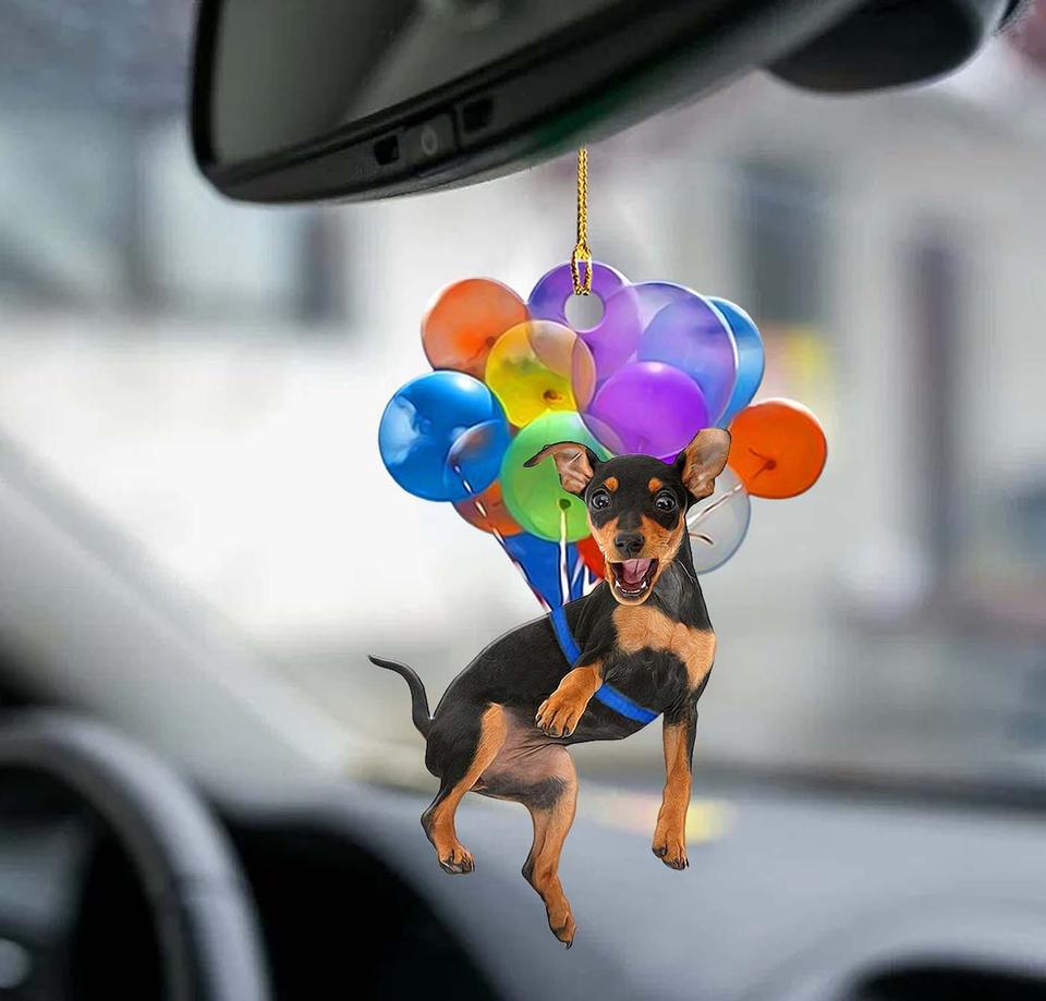 Miniature Pinscher Dog Fly With Bubbles Car Hanging Ornament Dog Ornament Lasfour OO0800
