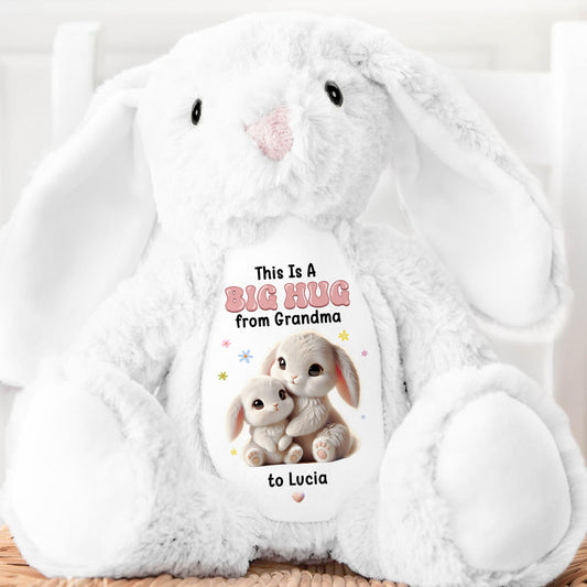 A Sweet Hug From Nana Personalized Stuffed Bunny, This Is A Big Hug from Grandma Stuffed Bunny, Custom Stuffed Animal For Kids TD0018