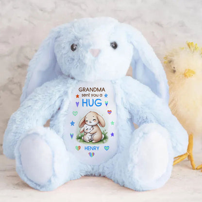 Grandma Sending You A Hug Personalized Stuffed Bunny, Personalized Grandma Hug Stuffed Bunny For Kid TD0014