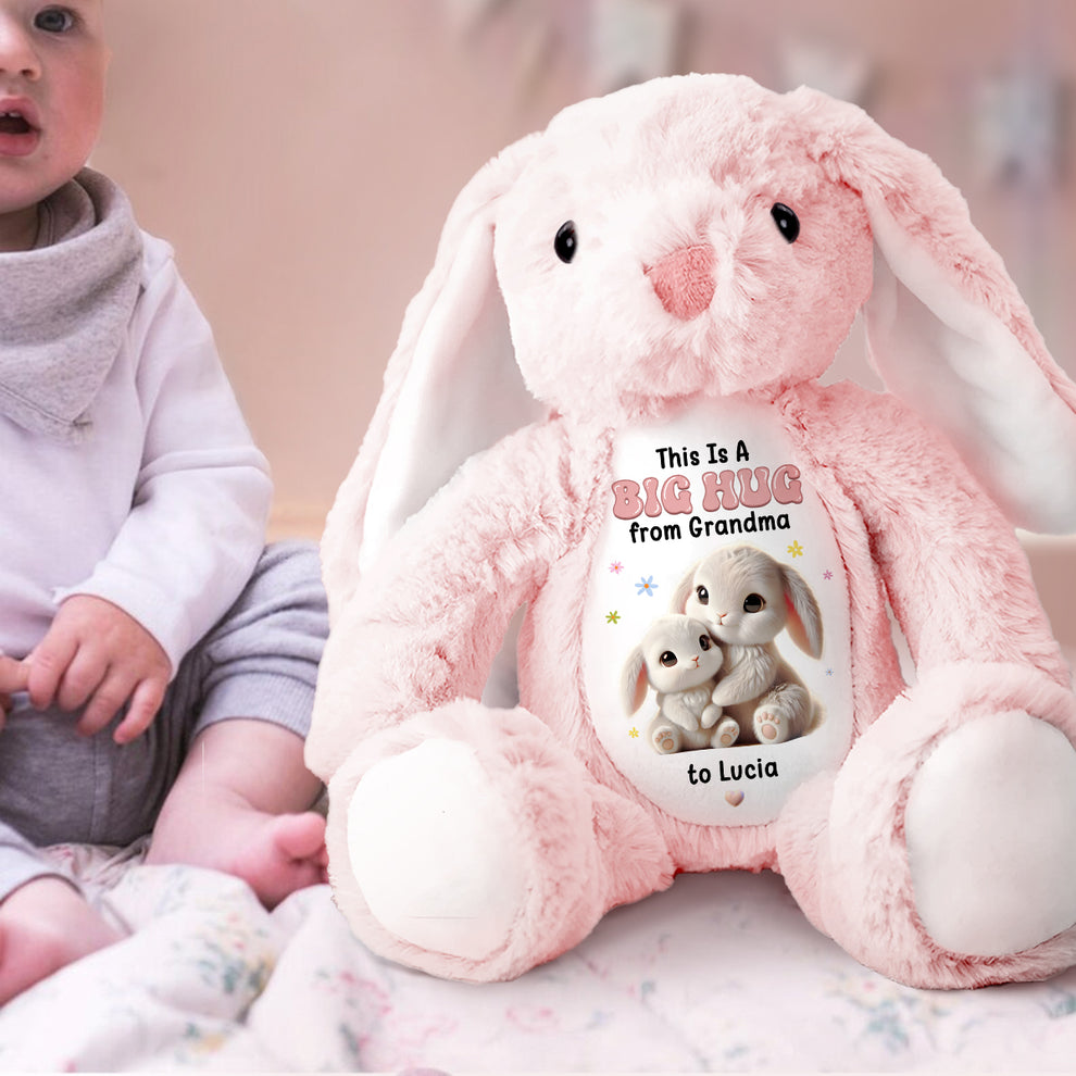 A Sweet Hug From Nana Personalized Stuffed Bunny, This Is A Big Hug from Grandma Stuffed Bunny, Custom Stuffed Animal For Kids TD0018