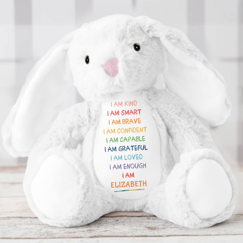 I'm Kind Smart Loved Personalized Stuffed Bunny, Custom Name Stuffed Bunny For Daughters Grandaughters TD0015
