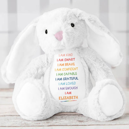 I'm Kind Smart Loved Personalized Stuffed Bunny, Custom Name Stuffed Bunny For Daughters Grandaughters TD0015