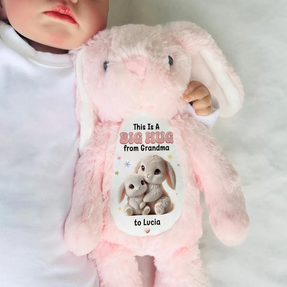 A Sweet Hug From Nana Personalized Stuffed Bunny, This Is A Big Hug from Grandma Stuffed Bunny, Custom Stuffed Animal For Kids TD0018