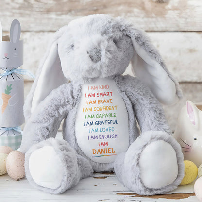 I'm Kind Smart Loved Personalized Stuffed Bunny, Custom Name Stuffed Bunny For Daughters Grandaughters TD0015