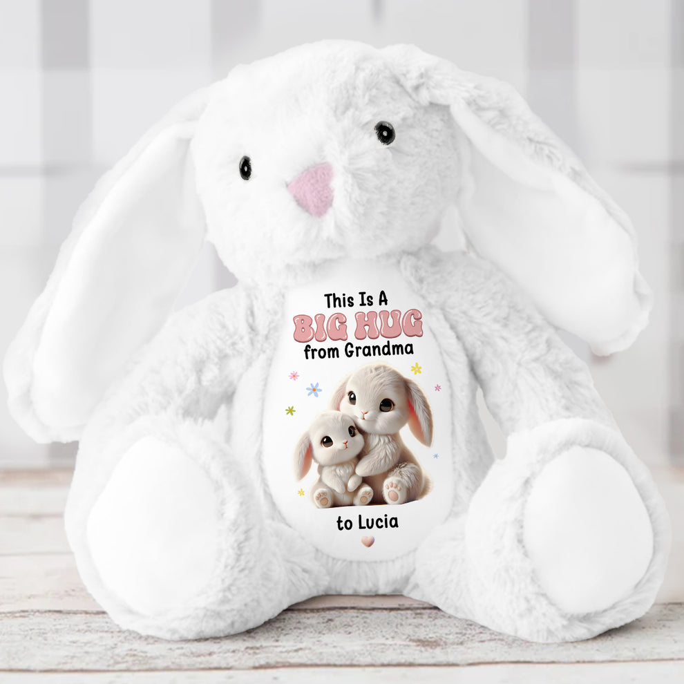 A Sweet Hug From Nana Personalized Stuffed Bunny, This Is A Big Hug from Grandma Stuffed Bunny, Custom Stuffed Animal For Kids TD0018