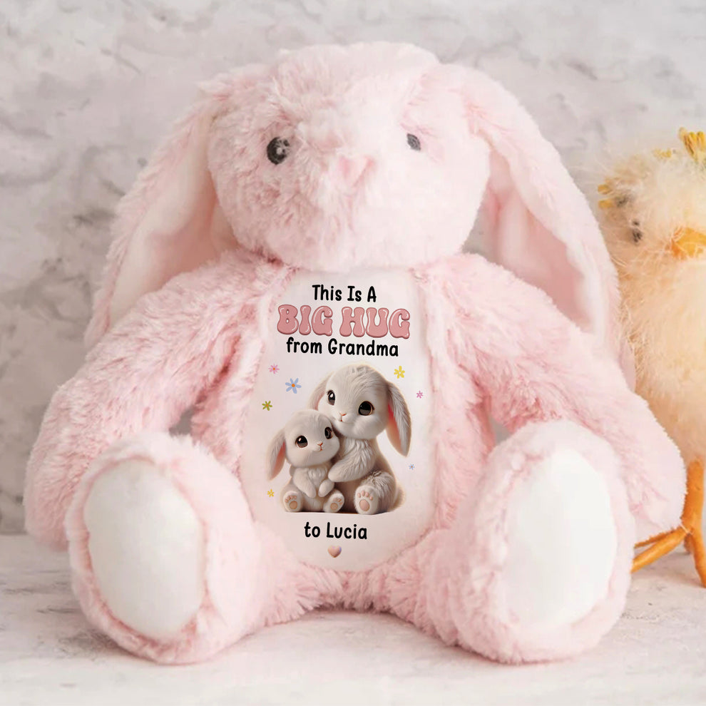 A Sweet Hug From Nana Personalized Stuffed Bunny, This Is A Big Hug from Grandma Stuffed Bunny, Custom Stuffed Animal For Kids TD0018