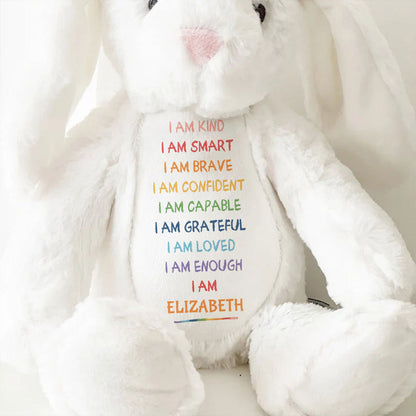I'm Kind Smart Loved Personalized Stuffed Bunny, Custom Name Stuffed Bunny For Daughters Grandaughters TD0015