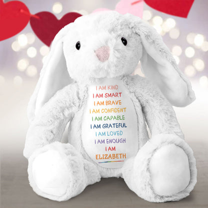 I'm Kind Smart Loved Personalized Stuffed Bunny, Custom Name Stuffed Bunny For Daughters Grandaughters TD0015